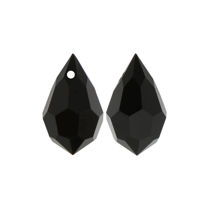 Preciosa Czech Crystal, Drop Pendant 6x10mm, Jet (18 Pieces)