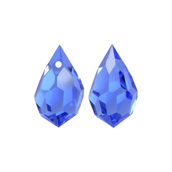 Preciosa Czech Crystal, Drop Pendant 6x10mm, Sapphire (18 Pieces)