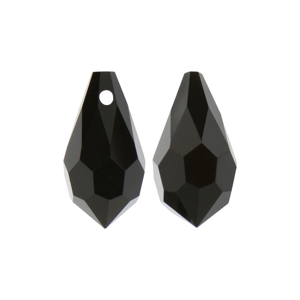 Preciosa Czech Crystal, Drop Pendant 5.5x11mm, Jet (18 Pieces)