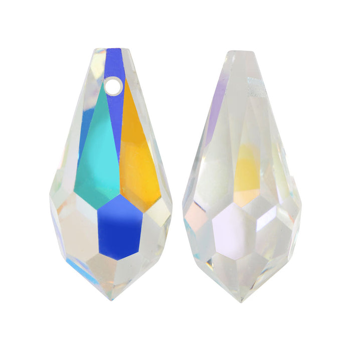 Preciosa Czech Crystal, Drop Pendant 7.5x15mm, Crystal AB (12 Pieces)
