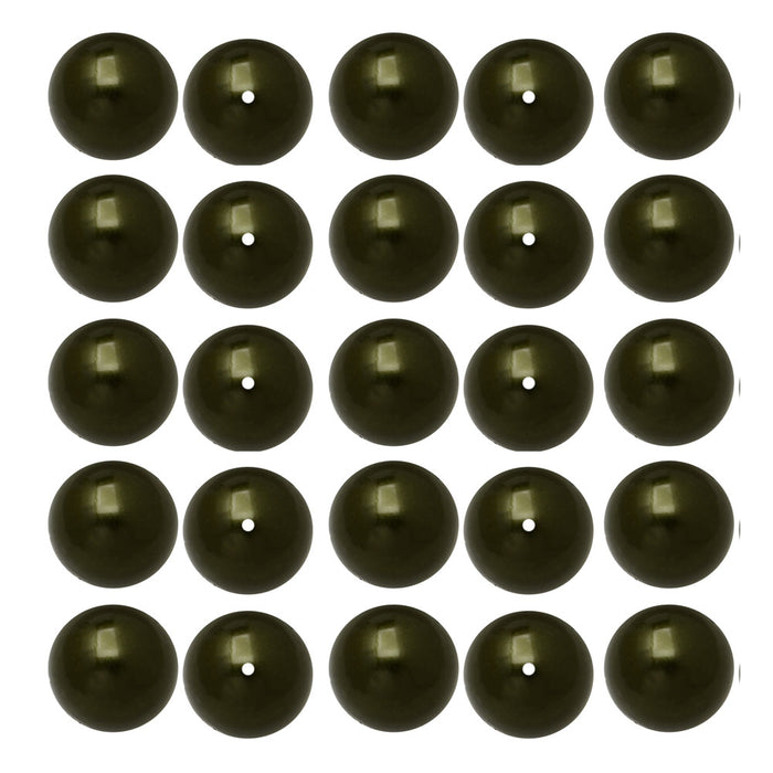 Preciosa Crystal Nacre Pearl, Round 6mm, Dark Green (25 Pieces)