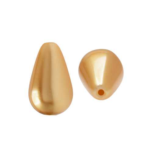 Preciosa Crystal Nacre Pearl, Pear 10x6mm, Gold (1 Piece)