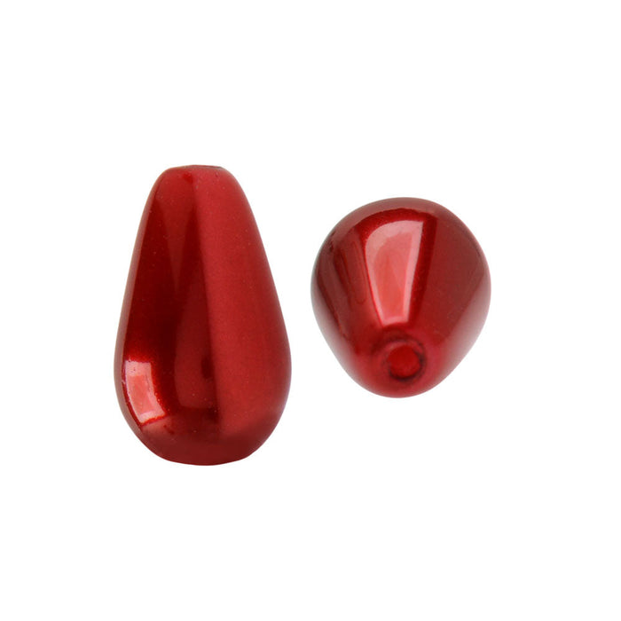 Preciosa Crystal Nacre Pearl, Pear 10x6mm, Red (1 Piece)