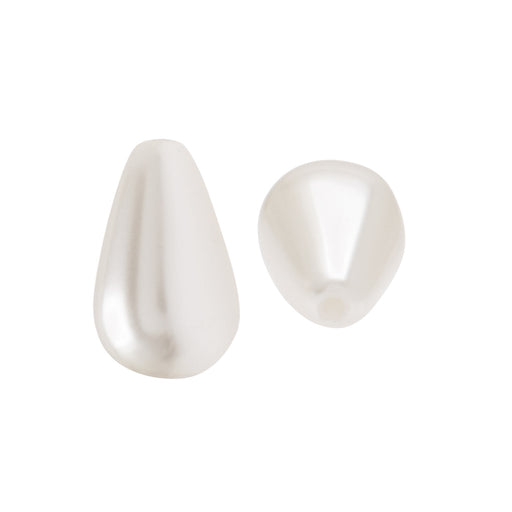Preciosa Crystal Nacre Pearl, Pear 10x6mm, White (1 Piece)