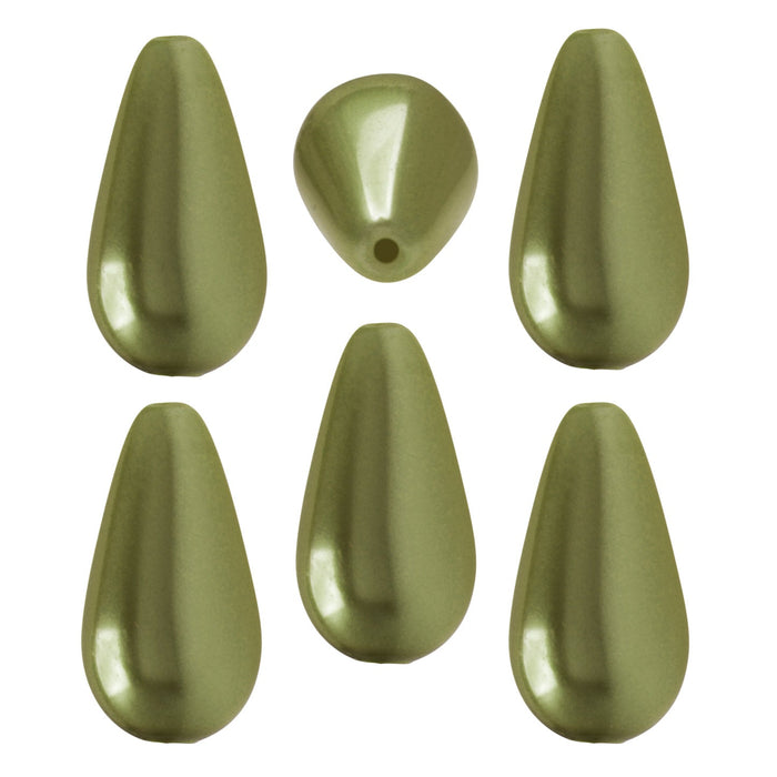 Preciosa Crystal Nacre Pearl, Pear 15x8mm, Light Green (1 Piece)