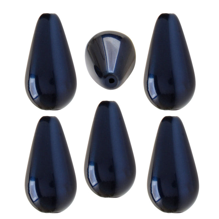 Preciosa Crystal Nacre Pearl, Pear 15x8mm, Dark Blue (1 Piece)