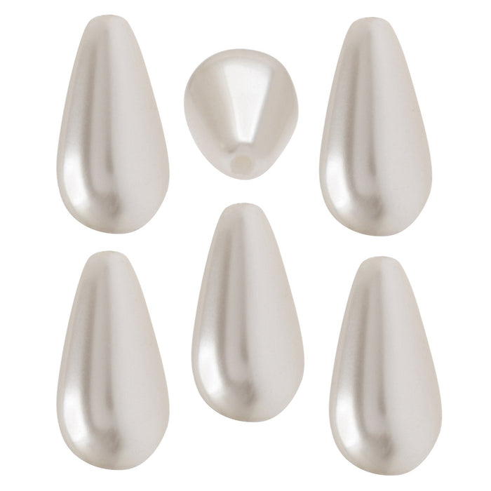 Preciosa Crystal Nacre Pearl, Pear 15x8mm, White (1 Piece)