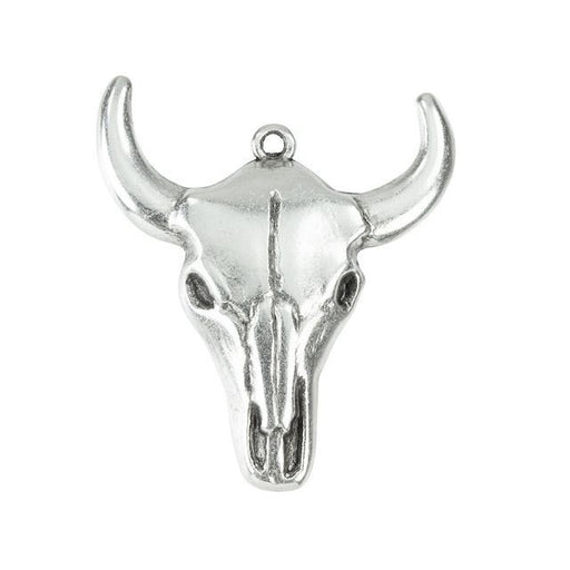 Pendant, Bull Skull 28x32mm, Antiqued Silver Plated (1 Piece)