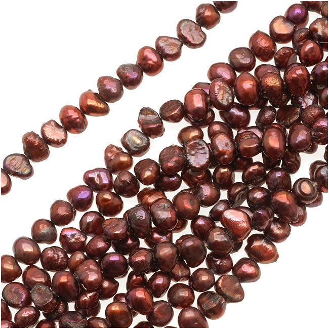 Burgundy Red Funky Nugget Cultured Pearls 3-7mm (16 Inch Strand)
