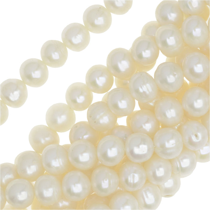Creamy White Cultured Round Potato Pearls Grade A 8.5-11mm (15.5 Inch Strand)