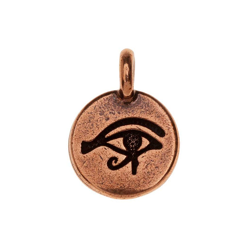 TierraCast Pewter Charm, Round Eye of Horus Symbol 16.5x11.5mm, 1 Piece, Antiqued Copper Plated