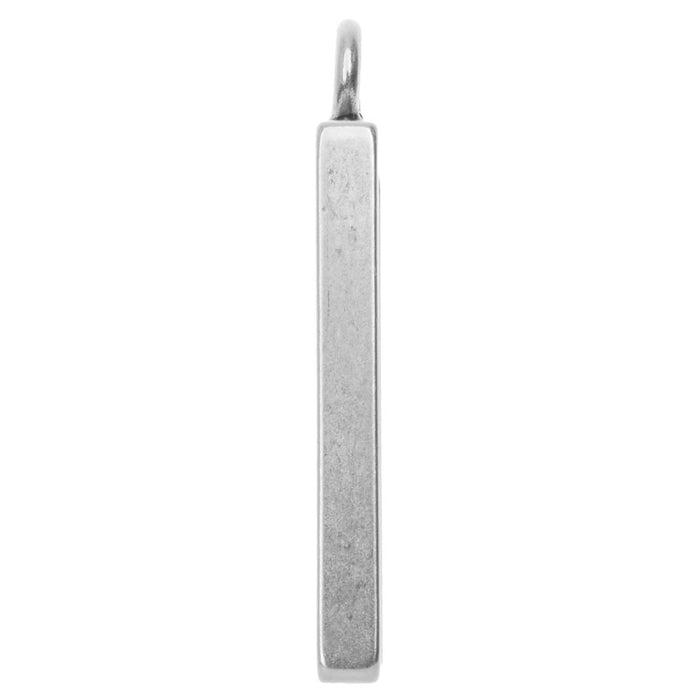 Open Back Bezel Pendant, Rectangle 12.5x31mm, Antiqued Silver, by Nunn Design (1 Piece)