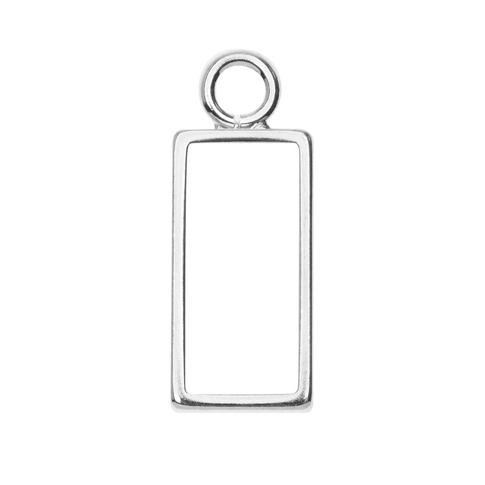 Open Back Bezel Pendant, Rectangle 9.5x25mm, Bright Silver, by Nunn Design (1 Piece)