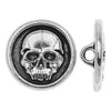 TierraCast Pewter, Round Button Scary Skull Face 16.5mm, 1 Piece, Antiqued Silver