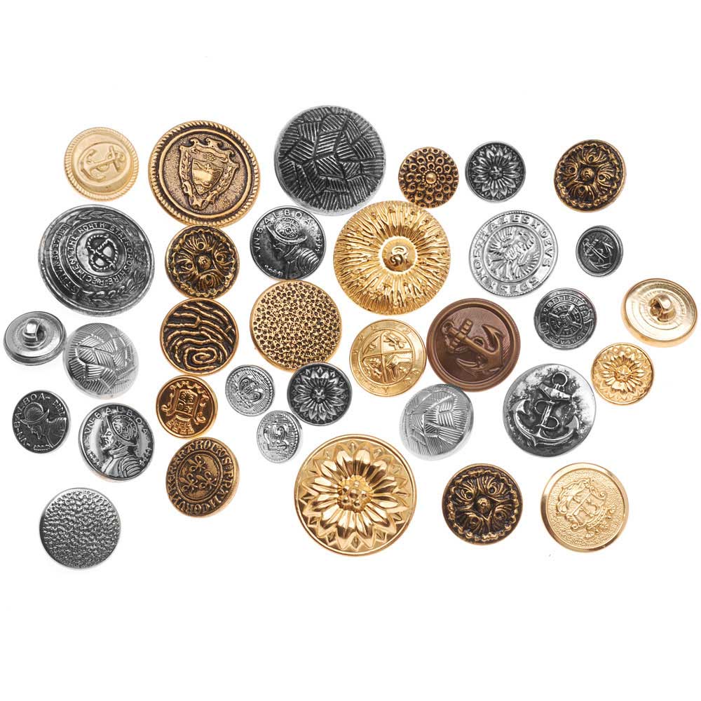 Assorted Vintage Metal Buttons Gold And Silver Tone 12-28mm Diameter ...
