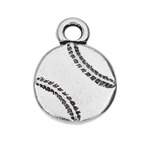 TierraCast Pewter Charm, 2-Sided Baseball 17x12.7mm, 1 Piece, Antiqued Silver Plated