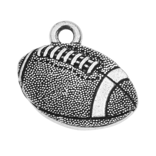 TierraCast Pewter Charm, 2-Sided Football 15x17.7mm, Antiqued Silver Plated (1 Piece)