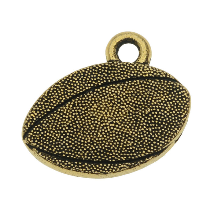 TierraCast Pewter Charm, 2-Sided Football 15x17.7mm, Gold Plated (1 Piece)