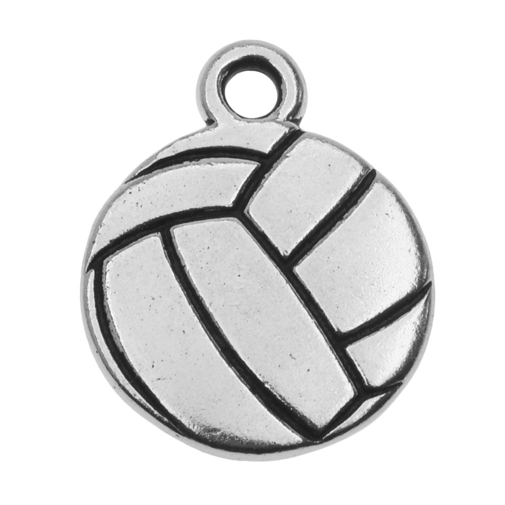 TierraCast Pewter Charm, 2-Sided Volleyball 19x15.4mm, 1 Piece, Antiqued Silver Plated