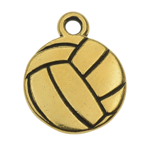 TierraCast Pewter Charm, 2-Sided Volleyball 19x15.4mm, 1 Piece, Gold Plated