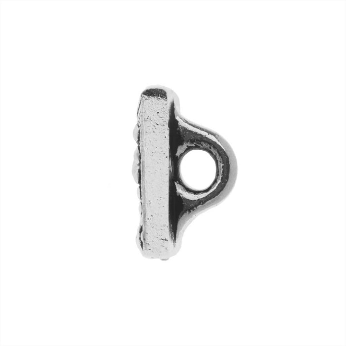 TierraCast Pewter Button, Czech Square Design 10mm, Antiqued Silver Plated (1 Piece)