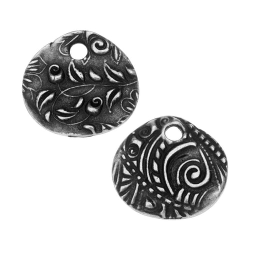 TierraCast Charm, Jardin Round 15mm, Antiqued Pewter (1 Piece)