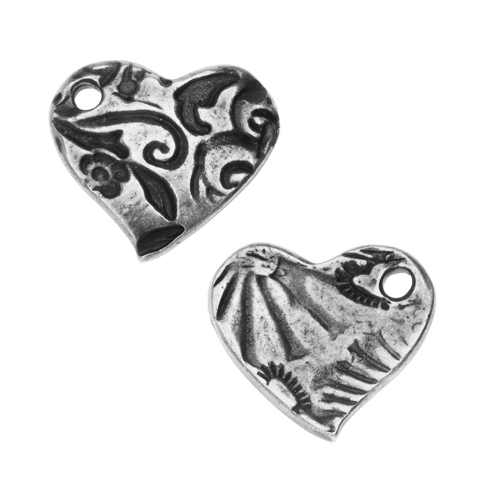 TierraCast Charm, Amor Small Heart 13.5x15mm, Antiqued Pewter (1 Piece)