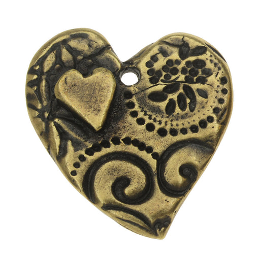 TierraCast Charm, Amor Large Heart 22.5x26mm, 1 Piece, Brass Oxide Finish
