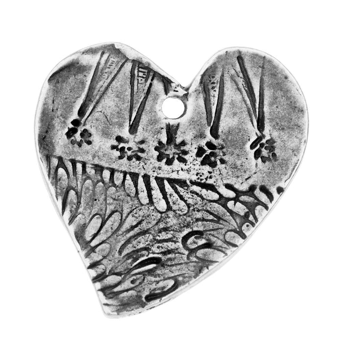 TierraCast Charm, Amor Large Heart 22.5x26mm, Antiqued Pewter (1 Piece)