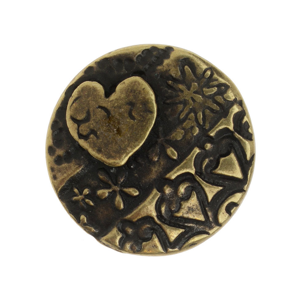 TierraCast Button, Amor Round 16.5mm, Brass Oxide Finish (1 Piece)