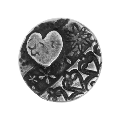 TierraCast Button, Amor Round 16.5mm, Antiqued Pewter (1 Piece)