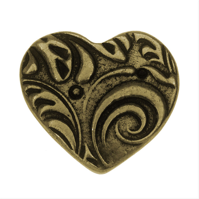 TierraCast Button, Amor Heart 14x15.5mm, Brass Oxide Finish (1 Piece)