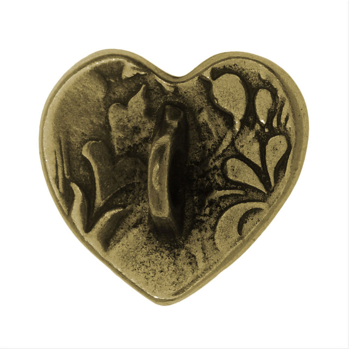 TierraCast Button, Amor Heart 14x15.5mm, Brass Oxide Finish (1 Piece)