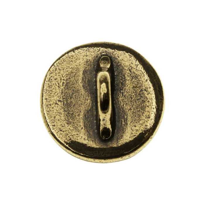 TierraCast Pewter Button, Round Bird in Tree Design 12mm Diameter, Brass Oxide (1 Piece)