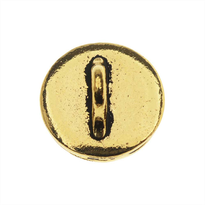 TierraCast Pewter Button, Round Heart Design 12mm Diameter, Antiqued Gold Plated (1 Piece)