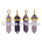 Gemstone Bullet Point Pendant, with Gold Tone Brass Findings 40x9mm, Amethyst (1 Piece)
