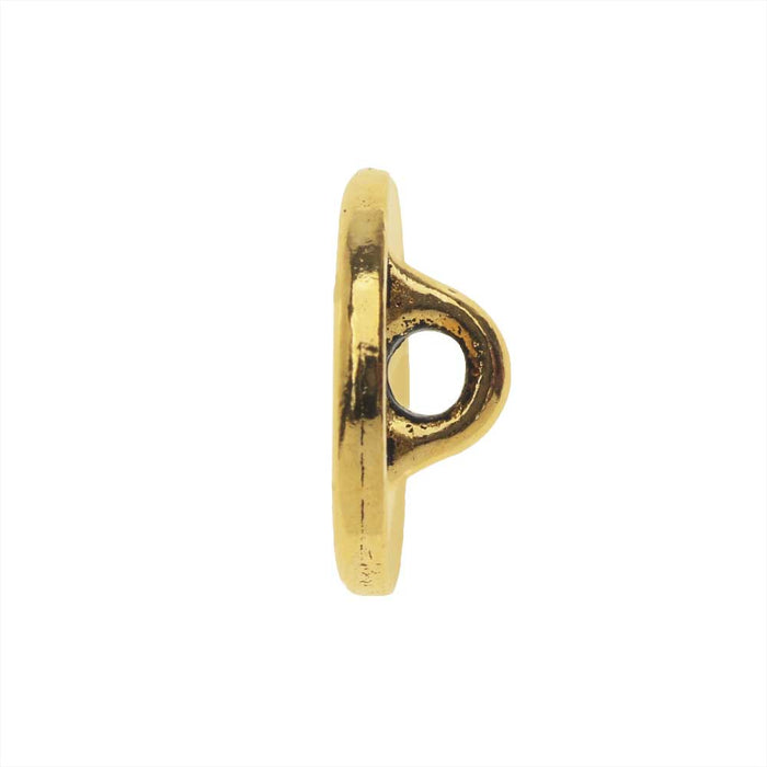 TierraCast Pewter Button, Round Lotus Flower Design 12mm Diameter, Antiqued Gold Plated (1 Piece)