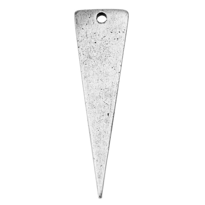 Nunn Design Flat Tag Pendant, Blank Inverted Triangle 37.5mm, Antiqued Silver Plated (1 Piece)