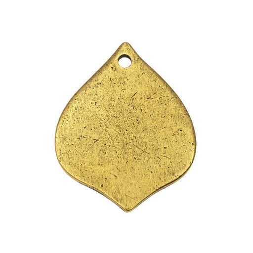 Nunn Design Flat Tag Pendant, Blank Marrakesh Drop 28mm, Antiqued Gold Plated (1 Piece)