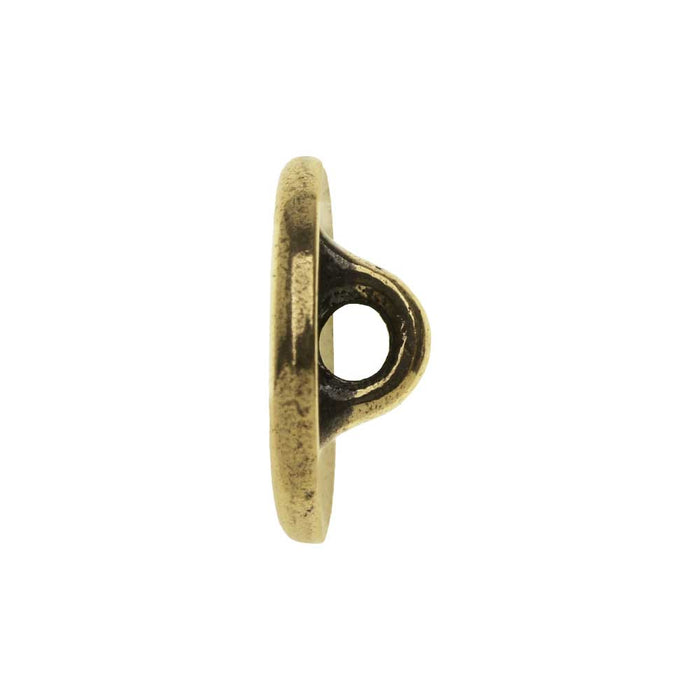 TierraCast Pewter Button, Round Lotus Flower Design 12mm Diameter, Brass Oxide (1 Piece)