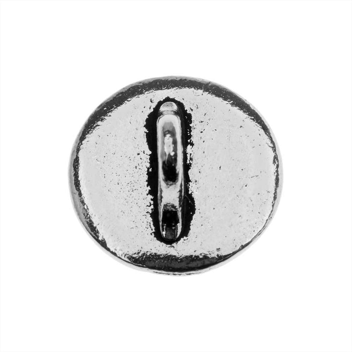 TierraCast Pewter Button, Round Om / Aum Symbol 12mm Diameter, Antiqued Silver Plated (1 Piece)