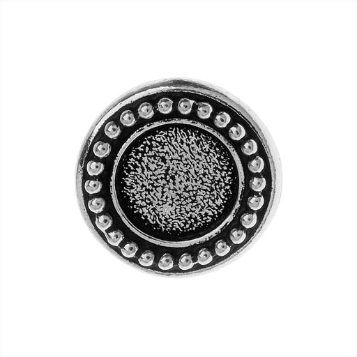 TierraCast Pewter Button, Round Beaded Bezel Design 12mm Diameter, Antiqued Silver Plated (1 Piece)