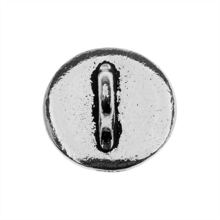 TierraCast Pewter Button, Round Beaded Bezel Design 12mm Diameter, Antiqued Silver Plated (1 Piece)
