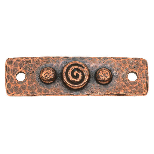 TierraCast Lead-Free Pewter Embellishment Bar, Hammered Spirals 11x39mm 1 Piece, Antiqued Copper