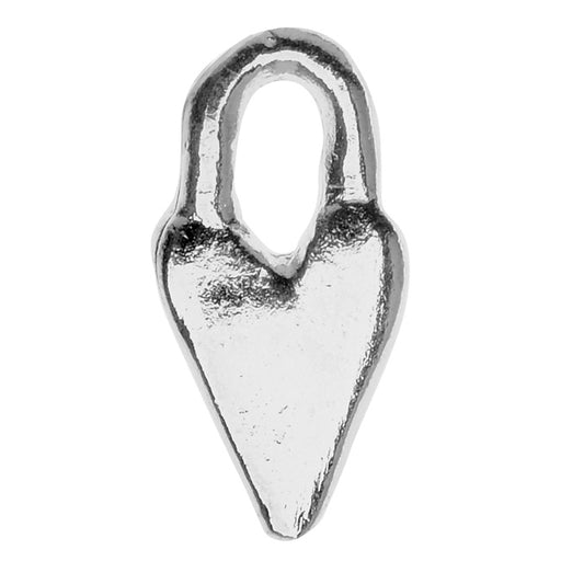 Nunn Design Charm, 7x14.5mm Rustic Heart, Antiqued Silver (1 Piece)