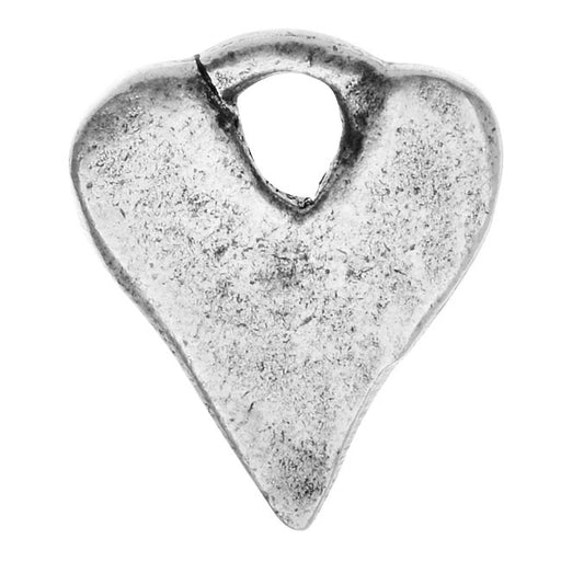 Nunn Design Charm, 13x15mm Hammered Heart, Antiqued Silver (1 Piece)
