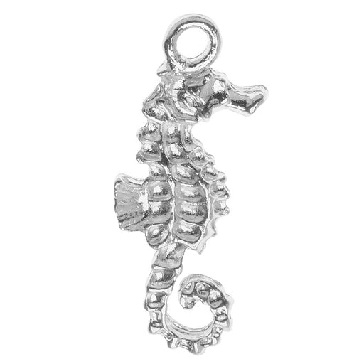 Nunn Design Charm, 10x23mm Seahorse, Bright Silver (1 Piece)