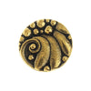 TierraCast Pewter Button, Round Czech Design, 12mm Diameter, Antiqued Gold Plated (1 Piece)