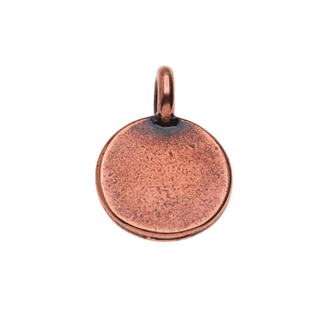 TierraCast Pewter, Blank Round Charm 16.5x11.5mm, 1 Piece, Antiqued Copper Plated