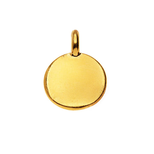 TierraCast Pewter, Blank Round Charm 16.5x11.5mm, 1 Piece, Bright 22K Gold Plated